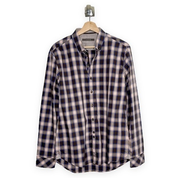 7 Diamonds Other - 7Diamonds Brown Blue Plaid Button Shirt Size Medium NEW NWT Casual
